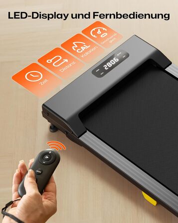 UREVO Walking Pad - біговий килимок з регулюванням нахилу 9%, тихий, з амортизацією, 2.5 к.с., для дому/офісу, з пультом, без монтажу, чорний