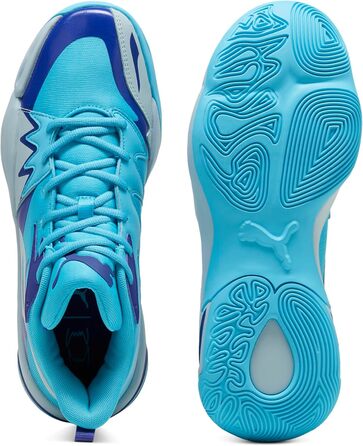 Кросівки баскетбольні PUMA Genetics для чоловіків, білий-електрик лайм, (46 EU, Bright Aqua)