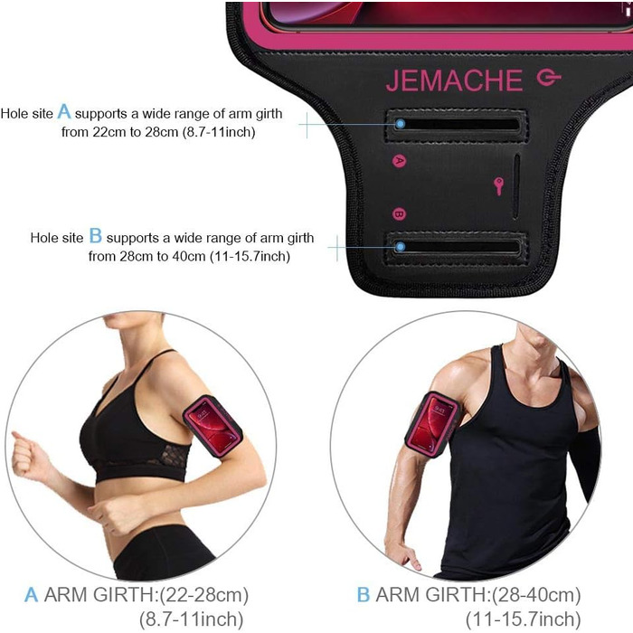 Брелок-тримач для iPhone 16, 15, 14, 13, 12, 11 від JEMACHE для занять спортом (рожевий)