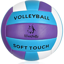 Волейбольні м'ячі Wuzfully Soft Touch для залу та пляжу, розмір 5 (білий/фіолетовий)