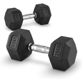 Гантель Technofit Hex 25 кг з гумовим покриттям, шестигранна для силових тренувань, бодібілдингу та фітнесу