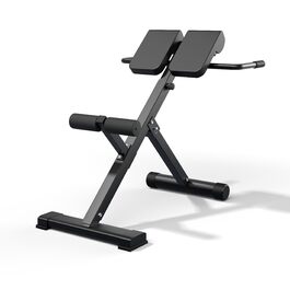 Тренажер для спини з гіперекстензією 45 градусів, регульована висота та спинка, міцний та зручний – для тренування сідниць, стегон та пресу, складана лава, чорний