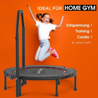 Трамплін для фітнесу DH FitLife складний, Ø102 см, 150 кг, 4 рівня регулювання ручки, стабільний та тихий для дітей та дорослих