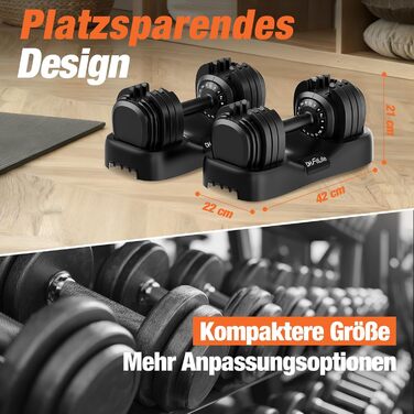 Регульований набір гантелей DH FitLife 2026 від 2,5 до 25 кг, 18 рівнів ваги, професійний комплект гантелей для чоловіків та жінок