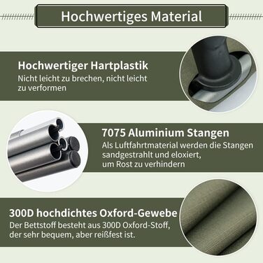 TOMOUNT Легке розкладне ліжко з алюмінію для кемпінгу - компактне, портативне, для відпочинку на природі, подорожей, пляжу (зелене)
