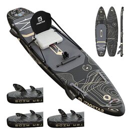 SUP-дошка iTAOSTAR Adventure 365x88/99 см з сидінням, надувний сапборд для підлітків/дорослих, 5 плавників, чорний