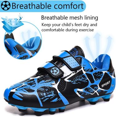 Дитячі футбольні бутси для хлопчиків та дівчаток. Зручні та неслизькі кросівки для тренувань. Розміри 28-37 (EU 31). Кольори: зелений, синій.