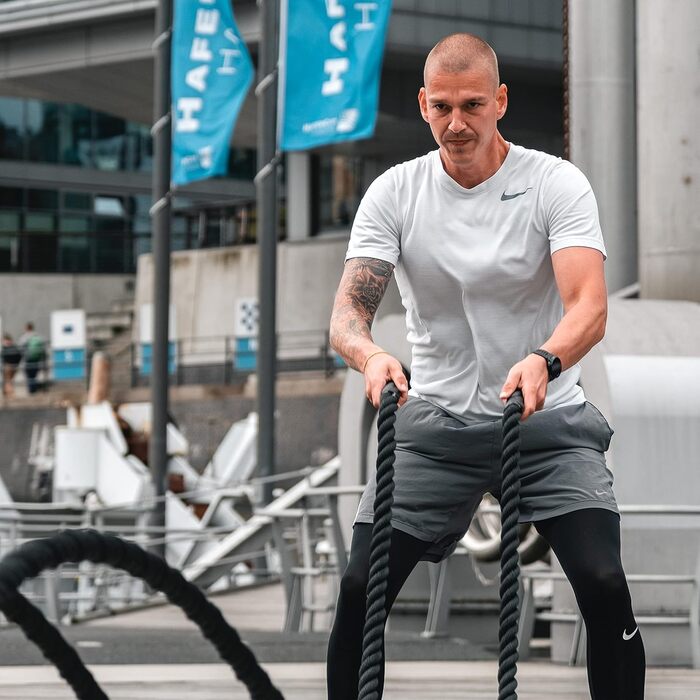 Батл-канат SportPlus 9 м жовтий – професійний шлагсейл для кросфіту, силового тренування та розвитку витривалості