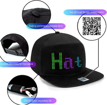 LED-шапка з Bluetooth, шапка з підсвічуванням RGB, для танців, вечірок, риболовлі, прогулянок, захист від сонця