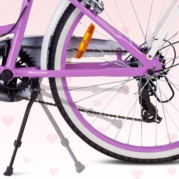 Дівчача дитяча велосипед Sun Baby 20 дюймів, 6 швидкостей Shimano, регульоване сідло, біло-золотий колір (24 дюйми, фіолетовий)