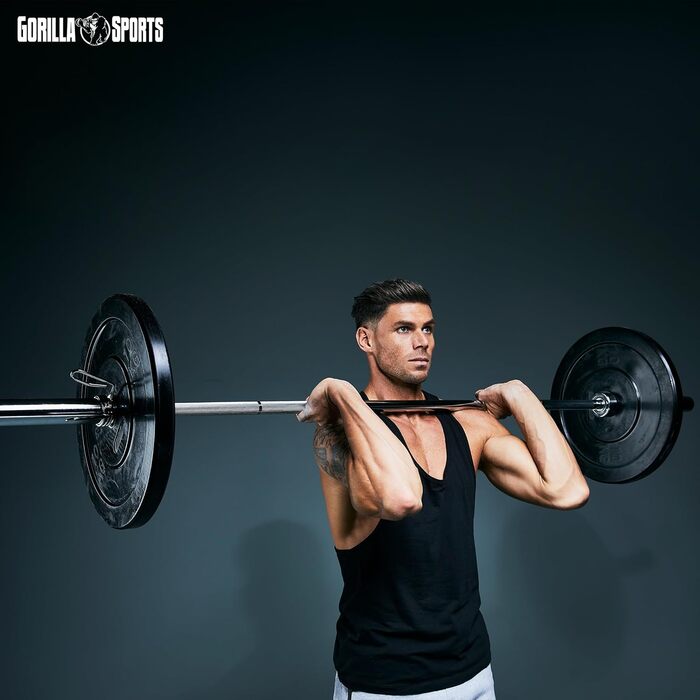 Олімпійський гриф GORILLA SPORTS 220 см, 50 мм, до 450 кг, з хромованим покриттям і замками, гриф для штанги