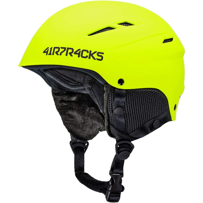 Шолом для сноуборду та лиж Airtracks Star T-200 з вентиляцією, регулюванням розміру, для чоловіків і жінок, матовий чорний/неоновий/білий/сірий, розмір M (52-55 см)