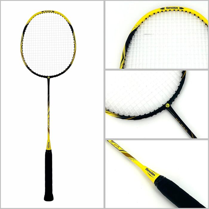 Набір для бадмінтону Senston: 2 ракетки з карбону, сумка та 6 воланів (жовто-зелений)