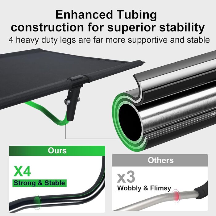 Легке туристичне ліжко для кемпінгу, 160 кг, чорне. Розкладне, портативне, для відпочинку на природі, вдома, в горах, на дачі.