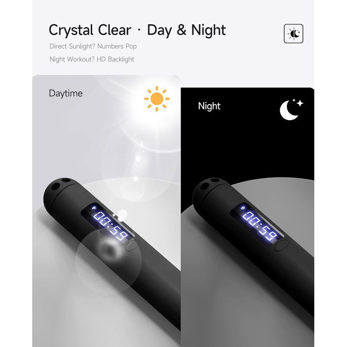 Розумна скакалка ACHDOFITS зі сталевим тросом та LED-дисплеєм для підрахунку калорій, стрибків та часу, регульована, чорна — для фітнесу та тренувань чоловіків і жінок