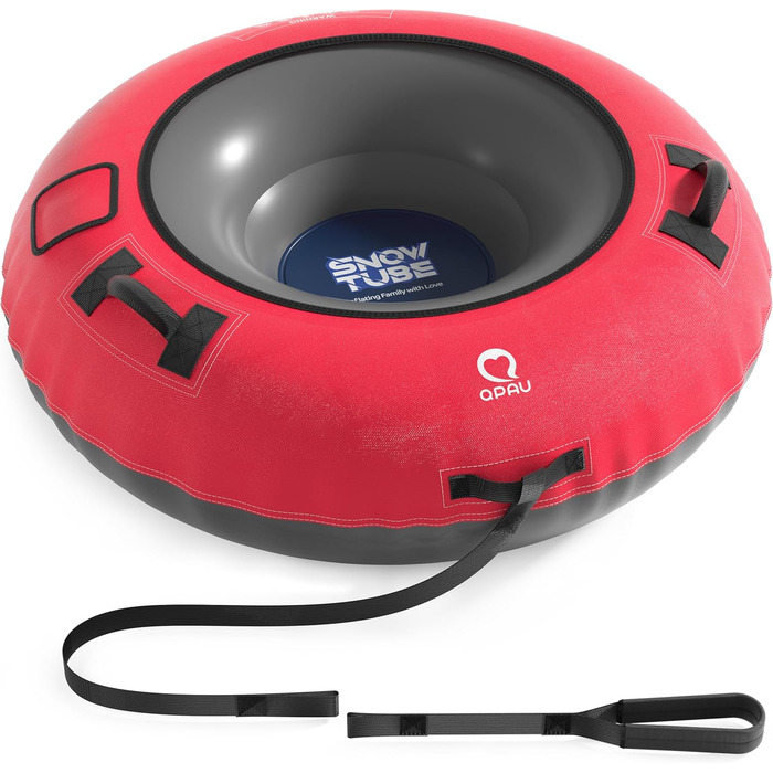 Шнек для катання снігом QPAU з канвасом для дітей та дорослих, 48'' Heavy Duty, посилена підошва, зимова розвага на свіжому повітрі, чорний & червоний