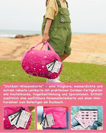 Спальний мішок KingCamp для дітей, фланелевий, легкий, водонепроникний, компактний, зимовий, 4 сезони, для кемпінгу, підходить для дітей до 140 см, комфортна температура: 7°C, рожевий, регульована довжина