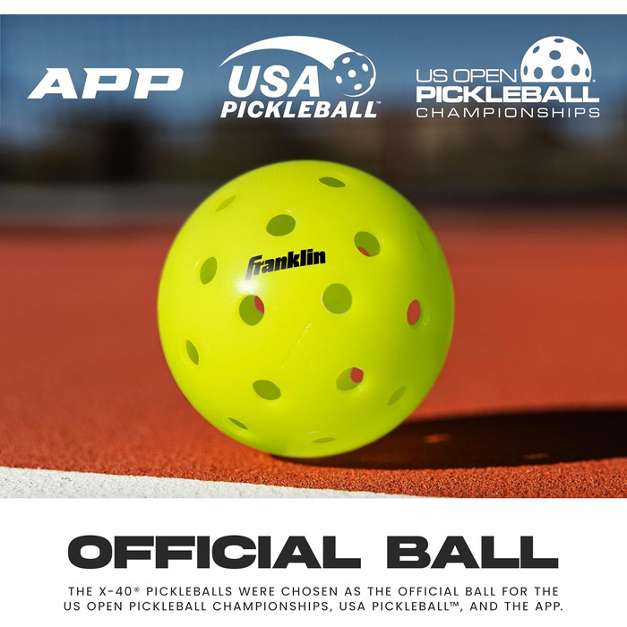 Franklin Sports Neon X-40: Піклбол м'ячі для гри на відкритому повітрі – Офіційні м'ячі USAPA, розмір Regular, для турнірів US Open, колір Neon, 6 шт.