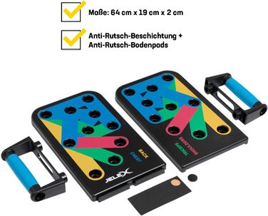 JELEX Tornado дошка для віджимань Push Up, багатофункціональна, 64×19 см, ABS-пластик, з антиковзаючими накладками та 10-тижневим тренувальним планом