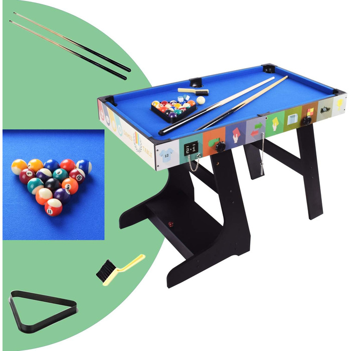 4 в 1 ігровий стіл OYE: футбол, теніс, хокей, більярд - MDF, 124x82x61 см
