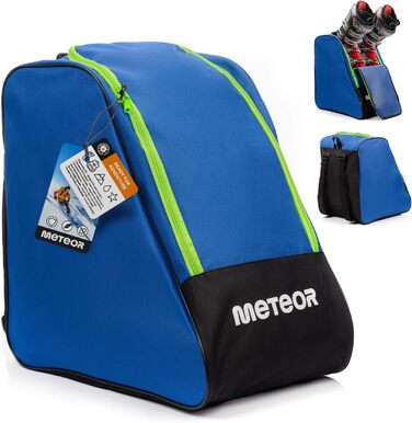 Сумка для лижних черевиків Meteor - рюкзак 42x42x30 см для черевиків, шолома та аксесуарів. Міцна, водовідштовхуюча, з поліестеру 600D, з ручками, для зберігання лижного спорядження (Blue, Ski boot backpack)