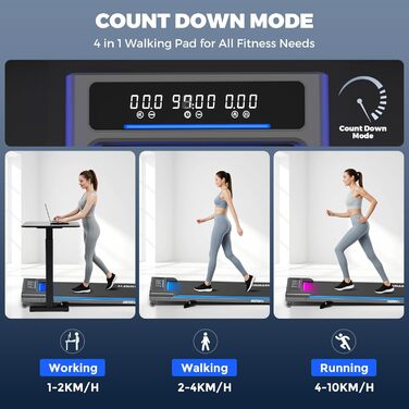 Біговий столик ONETWOFIT з RGB-підсвічуванням, регульований, з пультом керування та додатком, для дому BLACK-RGB