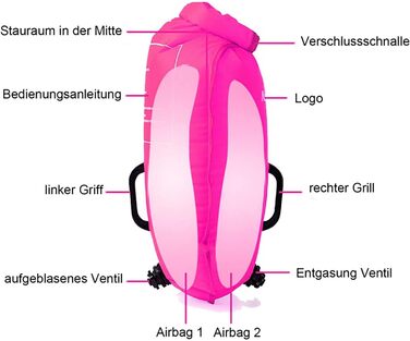 Надувна рятувальна жилетка Naturehike 18L з водонепроникним мішком для сухого зберігання, для плавання, триатлону, снорклінгу та рафтингу, ультралегка, флуоресцентний маджента