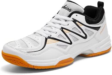 Волейбольні кросівки для чоловіків та жінок, кросівки для бадмінтону, білі залкові спортивні кросівки, юніорські волейбольні тренувальні кросівки, амортизація, неслизькі, білі, червоні (46 EU широкі, білі, чорні)