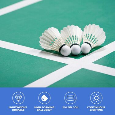Волан для бадмінтону, 12 шт. - Натуральні пір'я, для гри в приміщенні та на вулиці, міцні та довговічні, білі