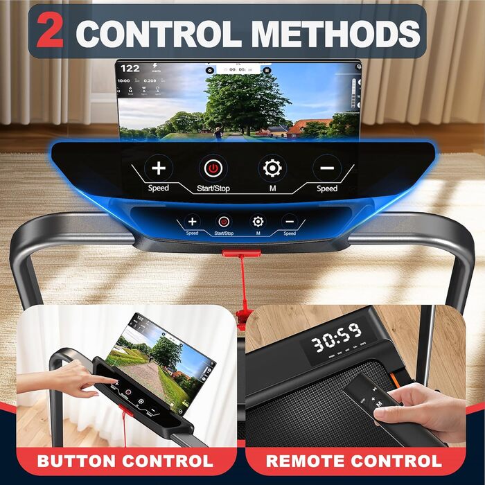 Бігова доріжка VOWVIT для дому, складаний: кут нахилу 7%, потужність 2.5 PS, максимальне навантаження 120 кг, швидкість 1-12 км/год