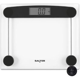 Електронна вага Salter 9208 BK3R для ванної з гартованого скла, цифрова персональна вага, дисплей з великими цифрами, точність 50 г, гарантія 15 років, розмір 300x250 мм