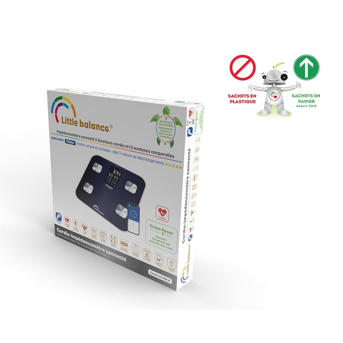 Ваги-аналізатор тіла LITTLE BALANCE 8661 Cardio X4 USB-R, нічний синій, до 180 кг, розумні, з USB зарядкою, перезаряджувані, без батарейок, ремонтопридатні