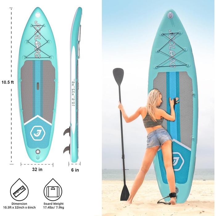 Надувний SUP Board JOOLOOG – Stand Up Paddle Board для дорослих та підлітків, 300 кг, 10'2/10'5, 320x81x15 см