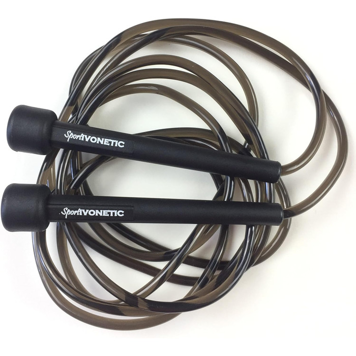 Стрибкове канат для дорослих та дітей, чоловіків та жінок - для фітнесу, кросфіту, спорту, боксу та відпочинку - регульований розмір - швидкий канат, скакалка (Чорний)