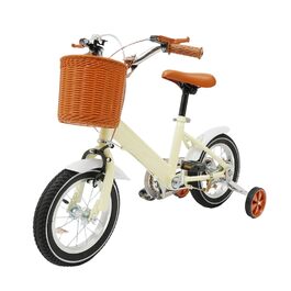 Дитяче велосипед 12 дюймів, 2-4 роки, регульована висота, з додатковими колесами та кошиком. Підходить для хлопчиків та дівчаток (жовтий)