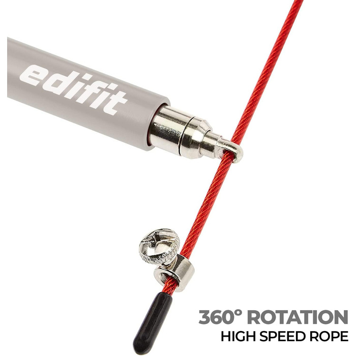 Стрибкове канат Edifit для фітнесу та боксу, 3 метри, регульована ручка 165 мм (червоний та сірий)