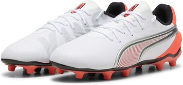 Дитячі футбольні бутси PUMA King Match FG/AG Jr - біло-червоно-срібні (33 EU)
