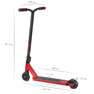 Трюковий самокат Movino Glide, червоний, колеса 100 мм, 3.30 кг, ABEC-9