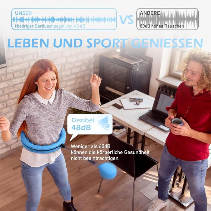 Smart обруч для схуднення з ваговим кільцем, 24 вузли (77-132 см), блакитний - для дорослих та початківців