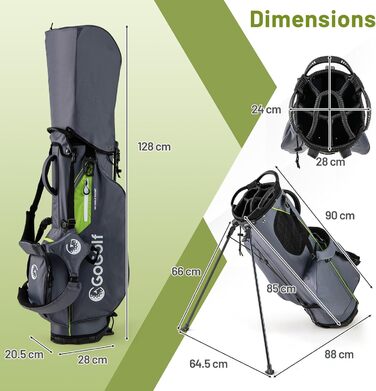 Сумка для гольфу LIFEZEAL: легка, з 8 верхніми відділеннями та 5 кишенями на блискавці, з тримачем для парасольки, водонепроникна, з регульованим плечовим ременем (сіра)