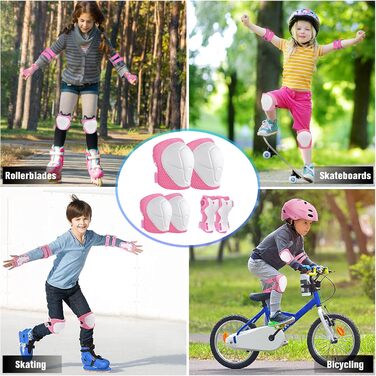 Набір захисту для дітей: наколінники, налокітники, рукавички. Підходить для роликів, скейтборду. Колір: зелений, рожевий (M, M, Pink)