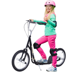 Дитячий самокат HOMCOM з пневматичними шинами Kickscooter Scooter Kick Scooter City Scooter для дітей Kickboard 16 дюймів від 5 років Регульований по висоті чорний | Аосом