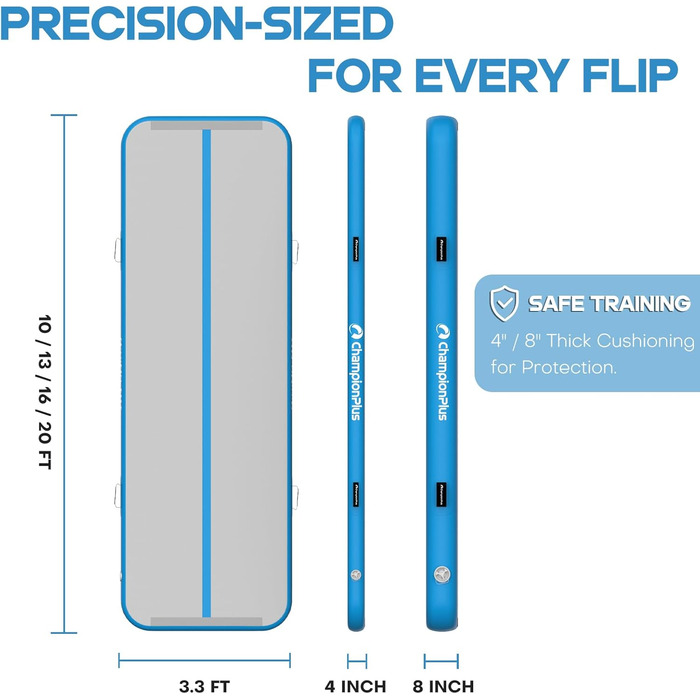 Надувна гімнастична матка Track 5м з електричним насосом, килимок для йоги, кемпінгу, фітнесу, спорту (м'ятно-зелений, 400x100x10 см)