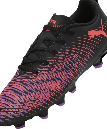 Дитячі футбольні бутси PUMA Future 8 Play FG/AG Jr - чорно-білі з червоними вставками, 38 EU