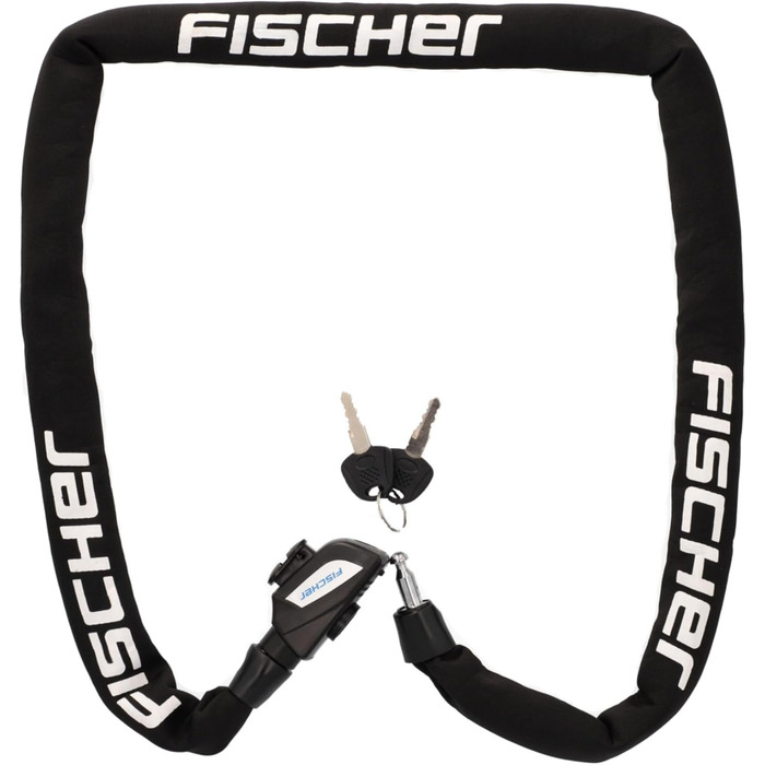 Ланцюговий замок для велосипеда та електровелосипеда FISCHER, неопренове покриття, високий рівень захисту, 130 см, чорний, 2 ключі