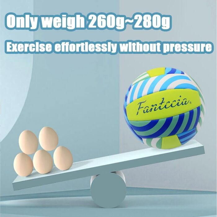 Волейбольний м'яч Fantecia, розмір 5. М'який волейбольний м'яч для пляжу, залу, басейну, парку. Підходить для тренувань, початківців, юнаків та дорослих.