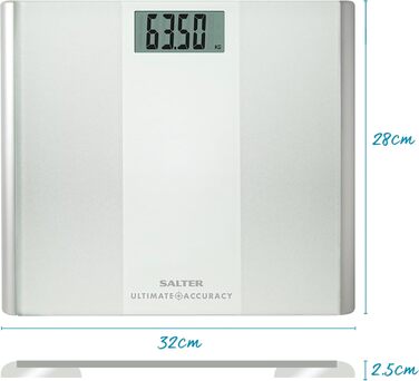 Електронна ваги для зважування Salter 9009 WH3R, 180 кг, матова поверхня, точність 50 г, великий дисплей, Step-On технологія