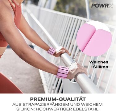Ваги для зап'ястя PowrX для чоловіків: високоякісний силікон, нержавіюча сталь, зручні, легкі в очищенні, стійкі до поту та запаху, для фітнесу, тренувань, подорожей - Білий Рожевий