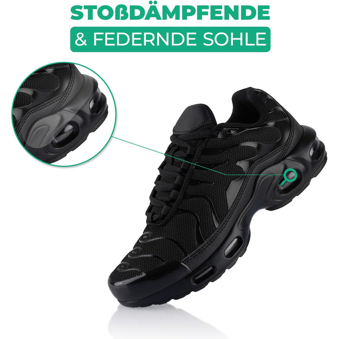 Спортивні кросівки для жінок та чоловіків з амортизацією, легкі бігові кросівки (45 EU, Чорний)