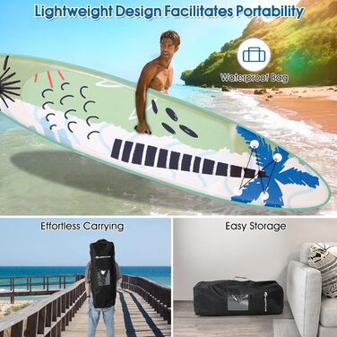 Надувна SUP-дошка RELAX4LIFE 320/335x76x15 см з веслом, насосом, рюкзаком, ремкомплектом та 3 плавниками, для початківців і професіоналів